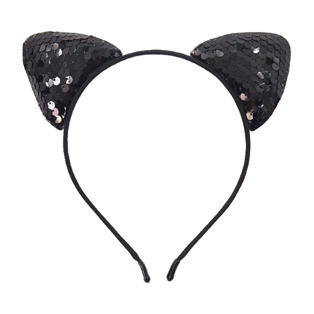 Black Sequin Cat Ear Headband
