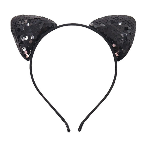 Black Sequin Cat Ear Headband