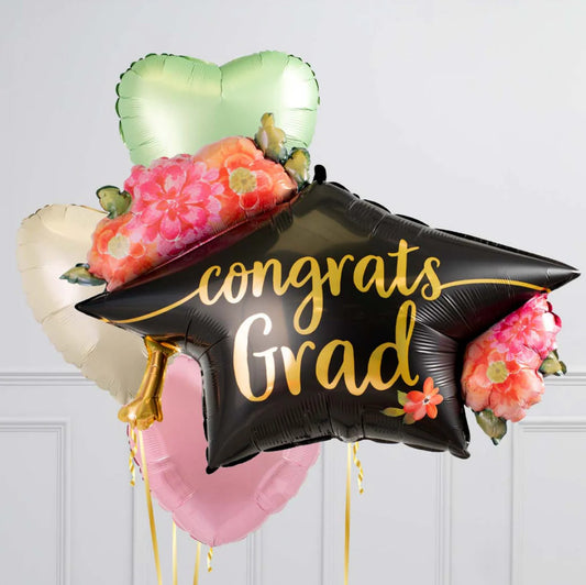 Congrats Grad Star Rose Balloon Set