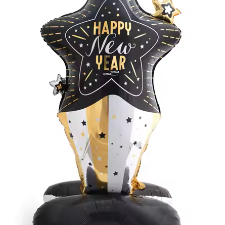 Happy New Year Star Shaped Standing Foil Balloon Decoration 156*75cm