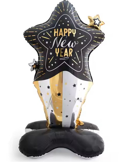 Happy New Year Star Shaped Standing Foil Balloon Decoration 156*75cm