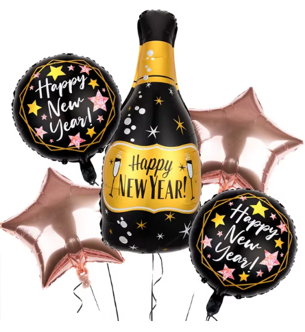 Happy New Year Champagne Bottle Foil Balloon Set (bottle 97*47cm) - Helium