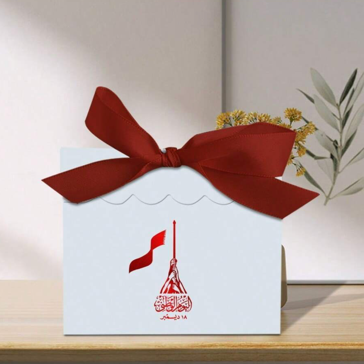 Qatar National Day Flag Favor Box - White  (10 Pcs)