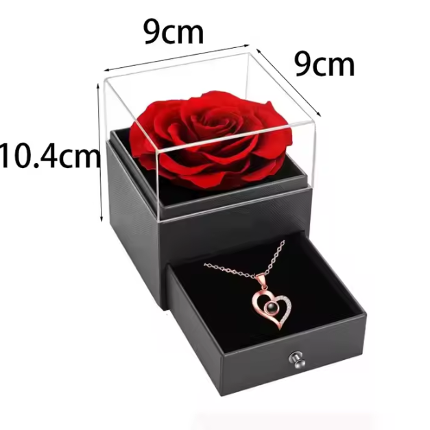 Necklace Gift Box with 1 Preserved Rose