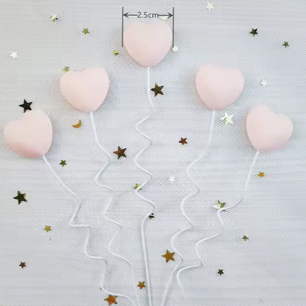 Heart Shaped Cup Cake Topper 5pcs per Set
