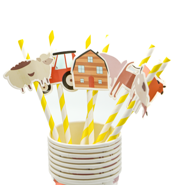 Barnyard Theme Paper Straws Set