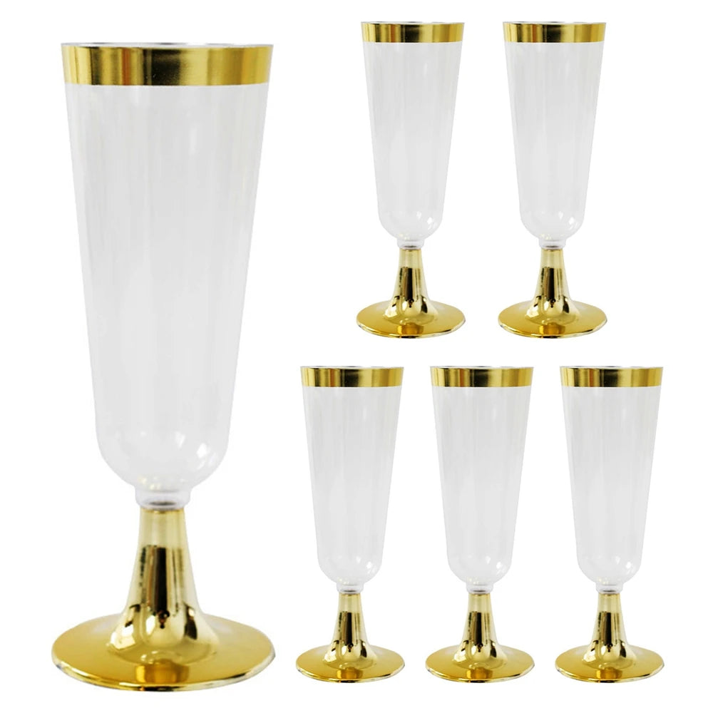 Gold Rim Transparent Plastic Cup Sets