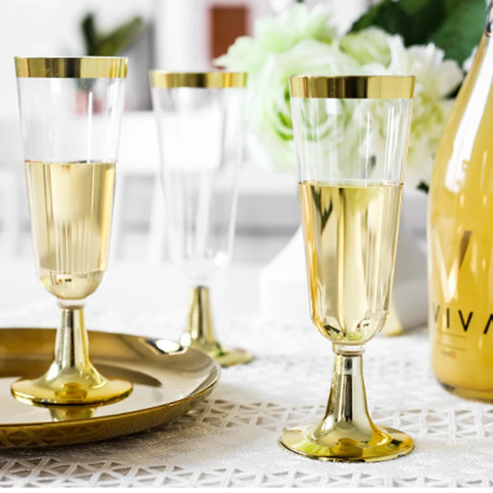 Gold Rim Transparent Plastic Cup Sets