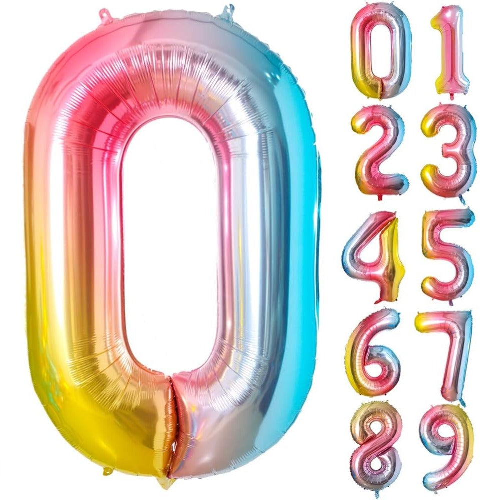 Shiny Rainbow Color Numbers Foil Balloons (40 inch)