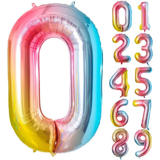 Shiny Rainbow Color Numbers Foil Balloons (40 inch)