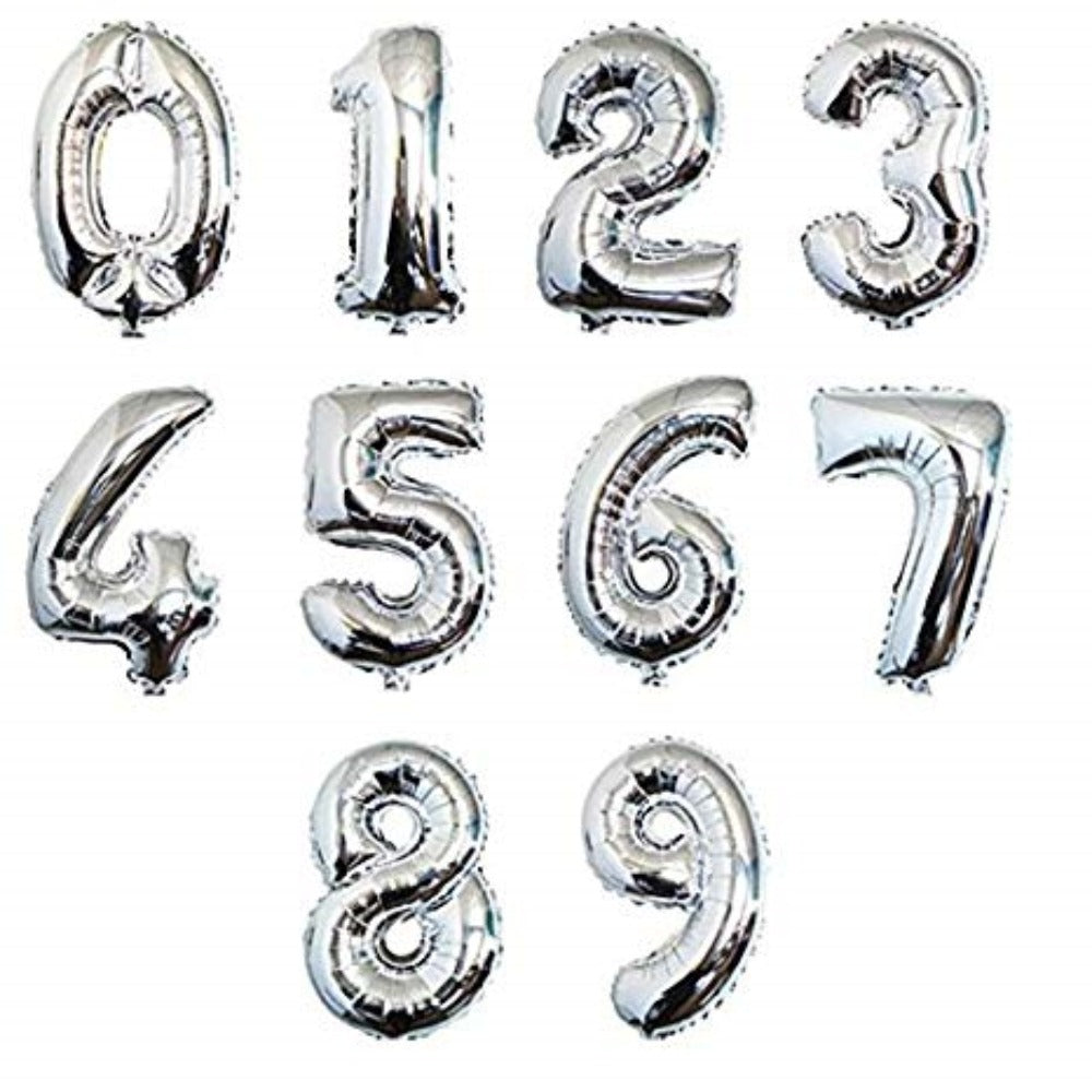 Silver Numbers Foil Balloons (40 inch)