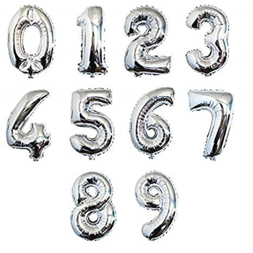Silver Numbers Foil Balloons (40 inch)