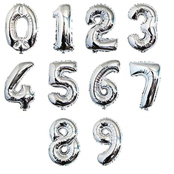 Silver Numbers Foil Balloons (40 inch)