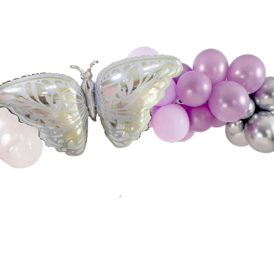 Silver Butterfly Balloon Garland Kit