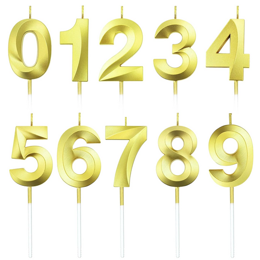 3D Gold 0-9 Number Candles