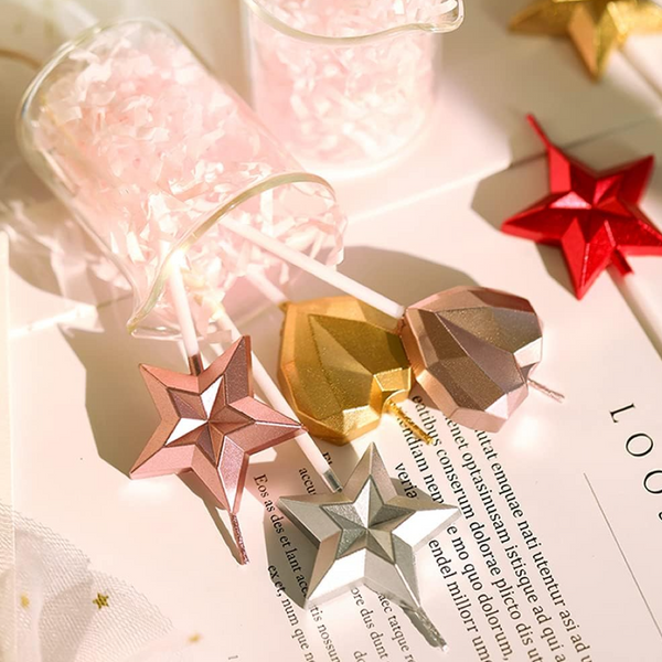 Metallic Heart-Star Shaped Candles