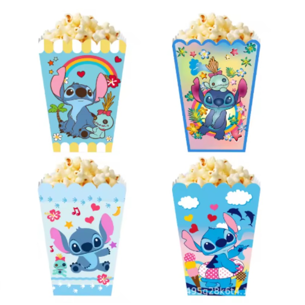 Stitch Popcorn Boxes - 4 different designs in 12 pc set