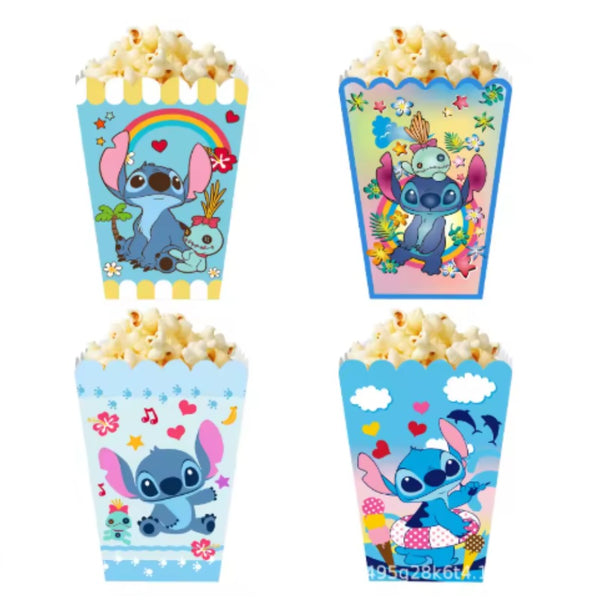 Stitch Popcorn Boxes - 4 different designs in 12 pc set