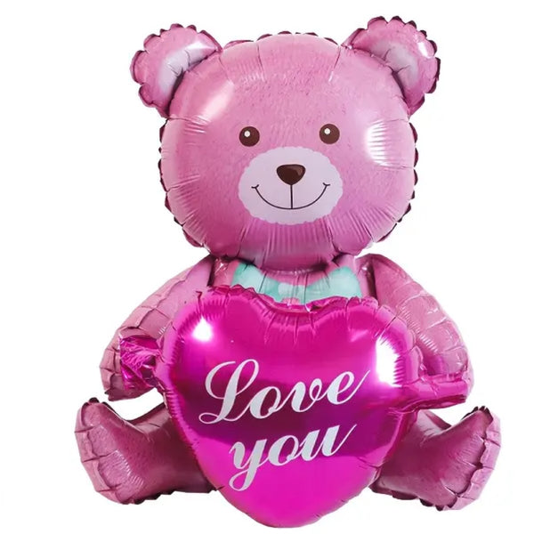 Pink Bear with Heart Foil Balloon 105*66cm