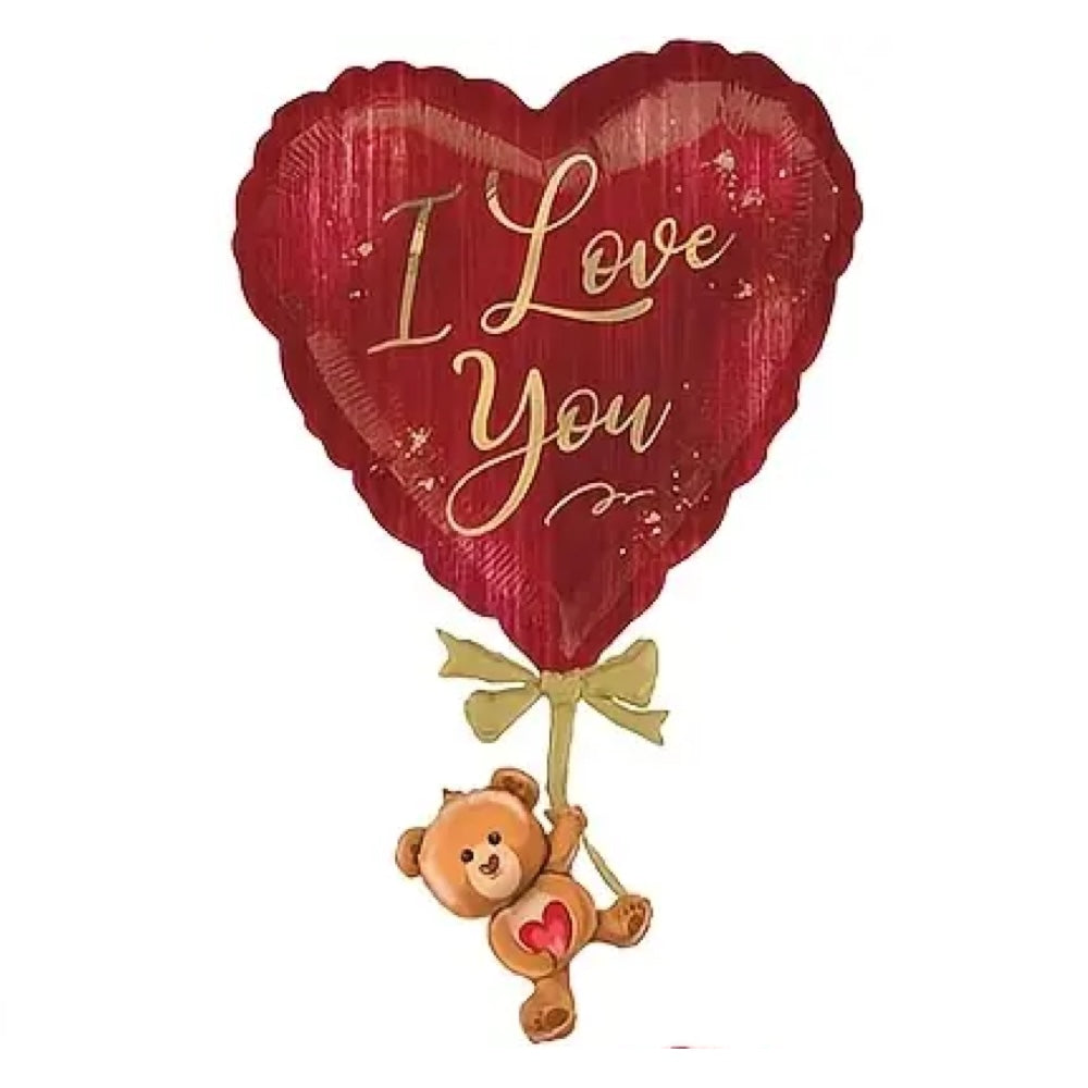 Love You Day Cute Bear Foil Balloon - Helium