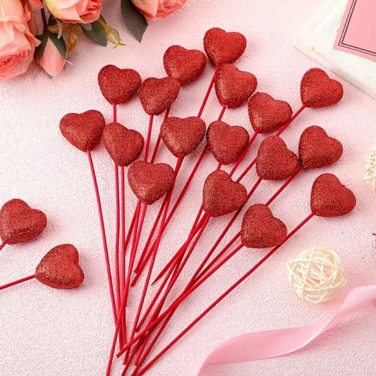 Glitter Foam Heart Picks