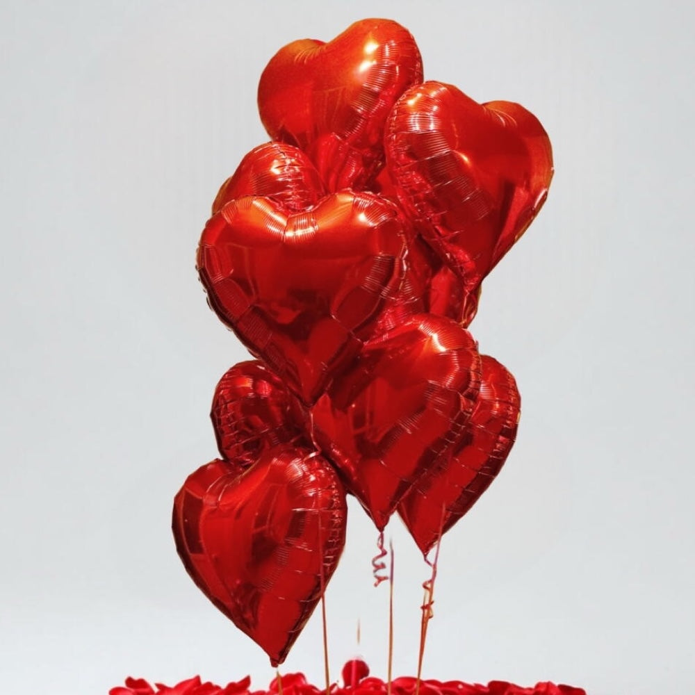 Heart Foil Balloon Bouquet - 10 Pcs