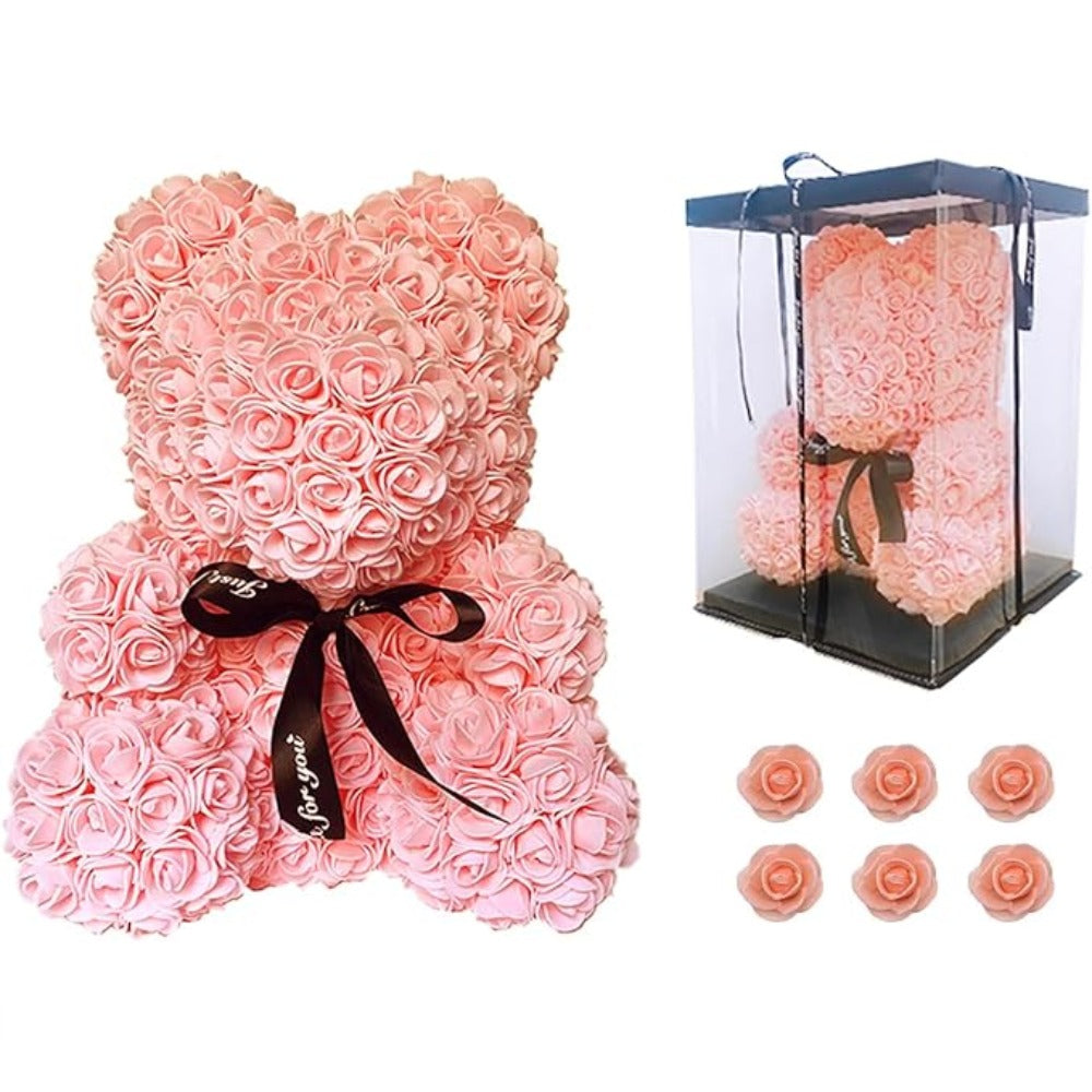 Rose Teddy Bear 23cm with Box and Light – Ribbontique