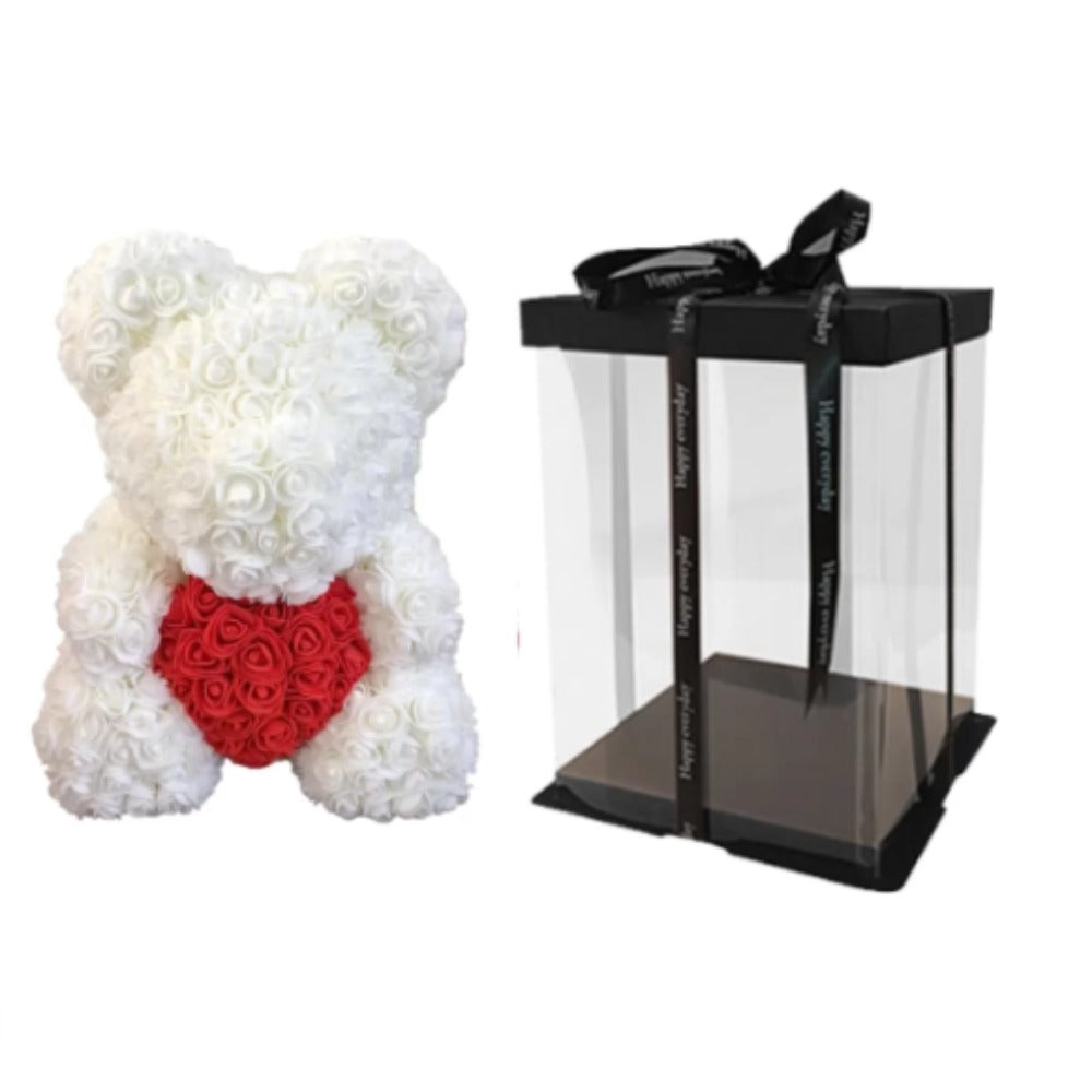 Rose Teddy Bear 40cm with Box and Light