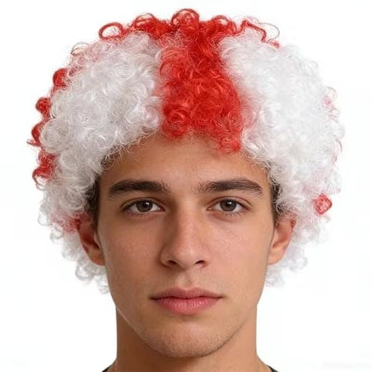 FIFA World Cup Fan Cheering Wig and Small Flag - White and Red | England