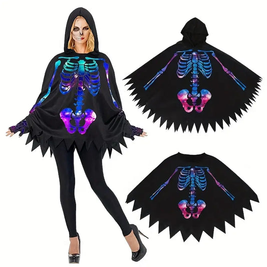 Spooky Halloween Skull Cape - Adults