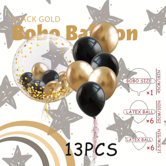 Black and Gold Bobo Balloons Set