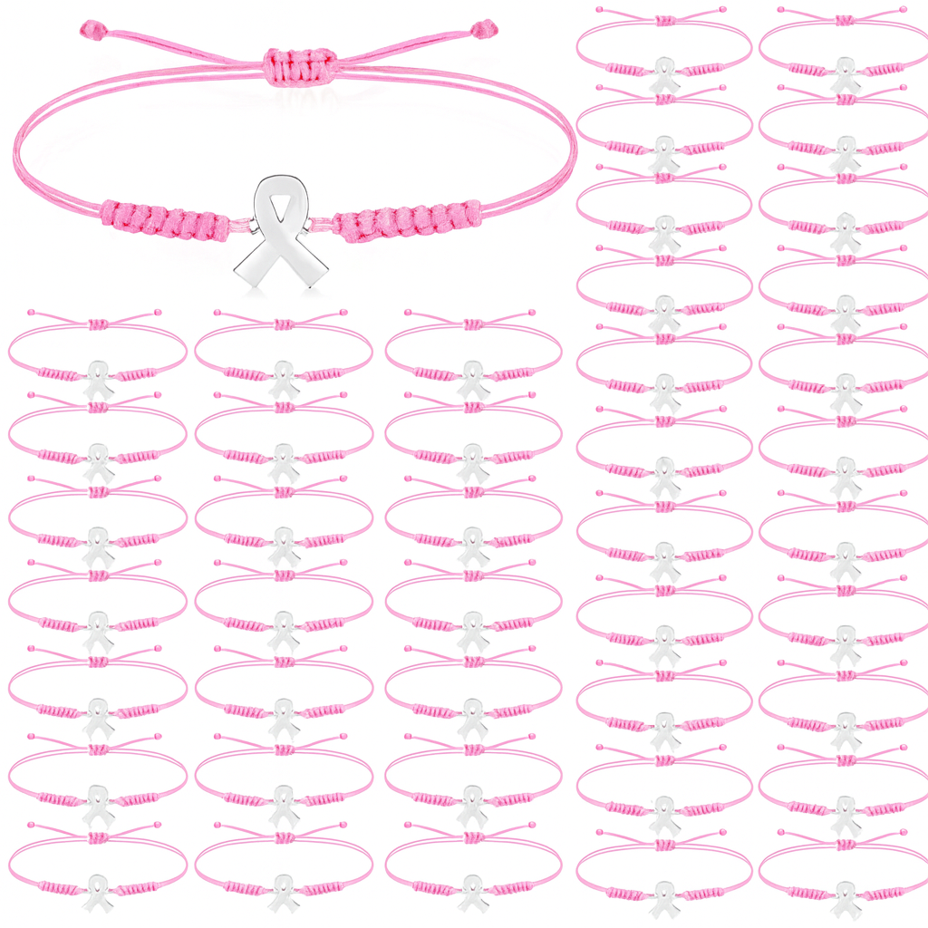 Pink October Bracelet with Cord – Breast Cancer Awareness