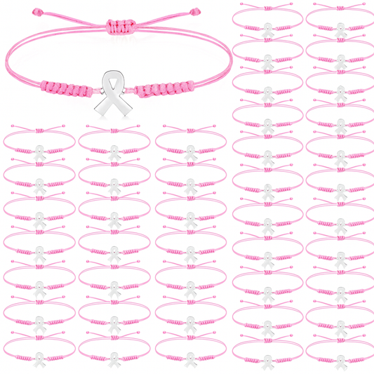 Pink October Bracelet with Cord – Breast Cancer Awareness