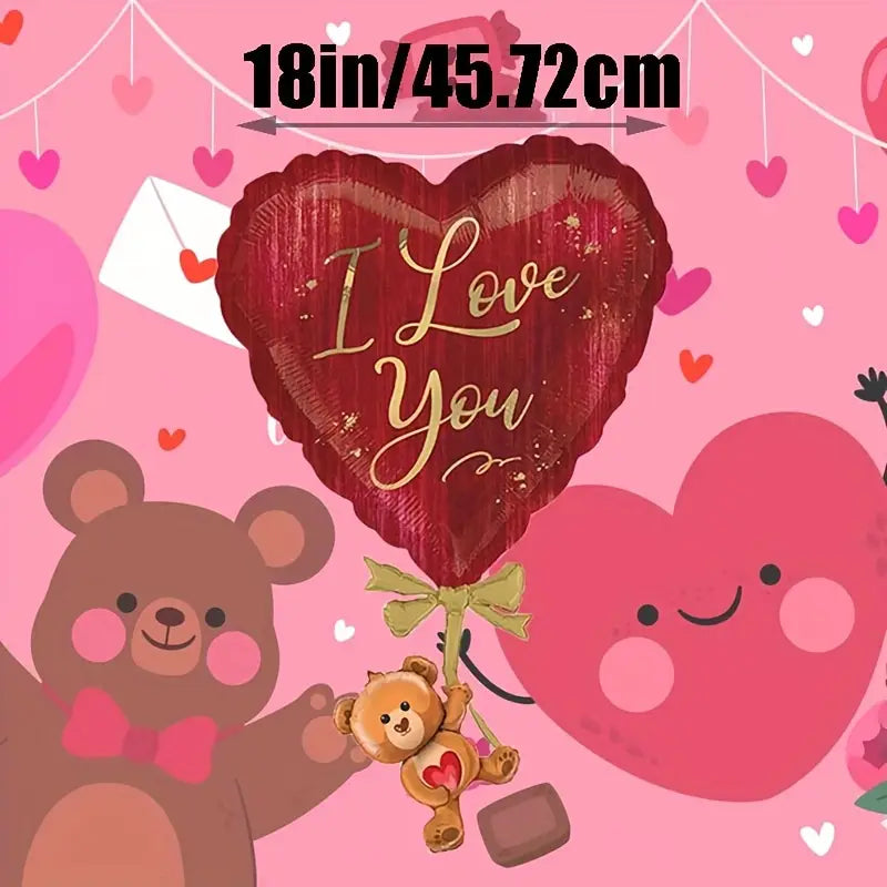 Love You Day Cute Bear Foil Balloon - Helium