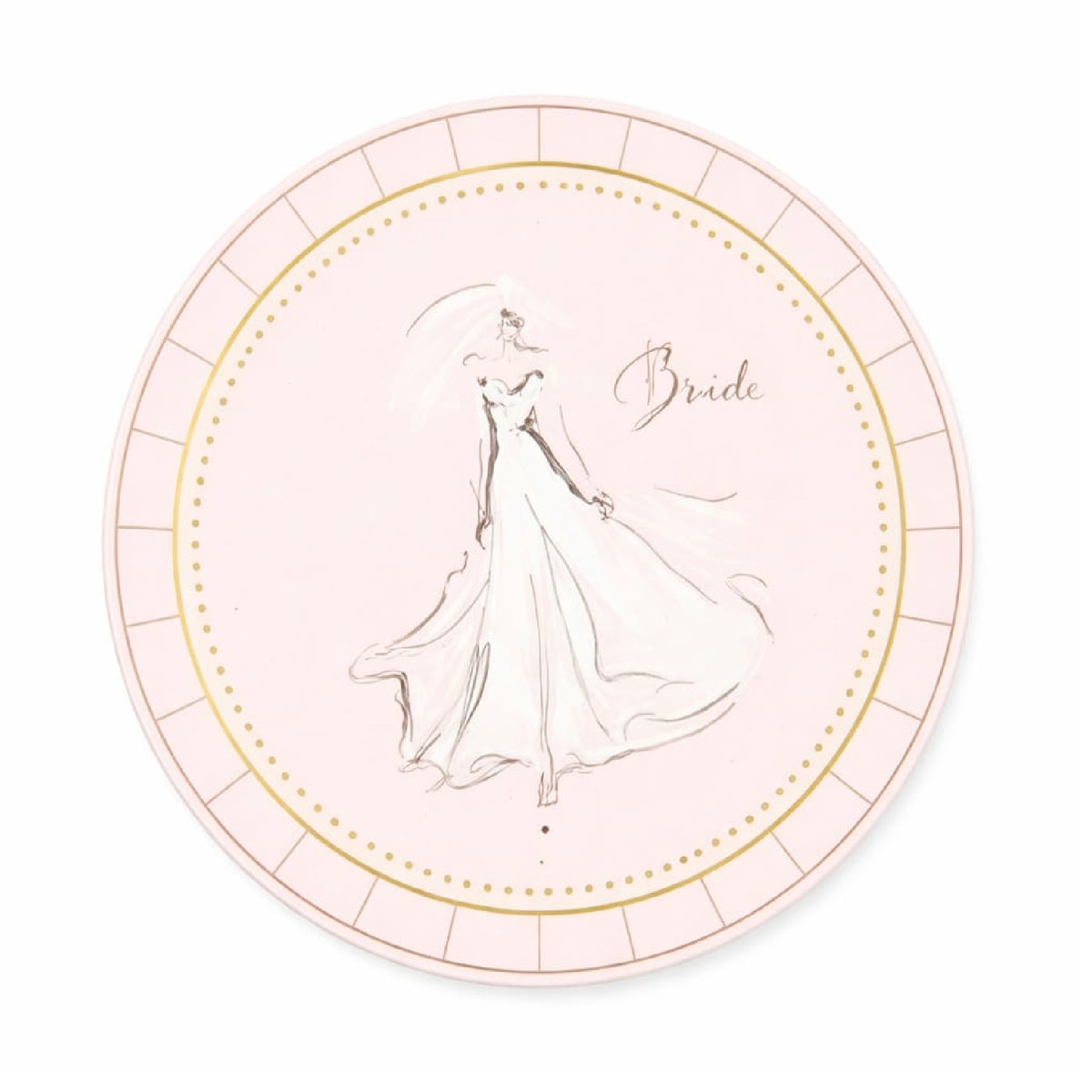 Pink Bride Theme 7 Inch Round Paper Plates