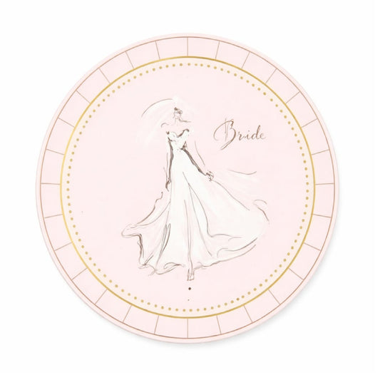 Pink Bride Theme 7 Inch Round Paper Plates