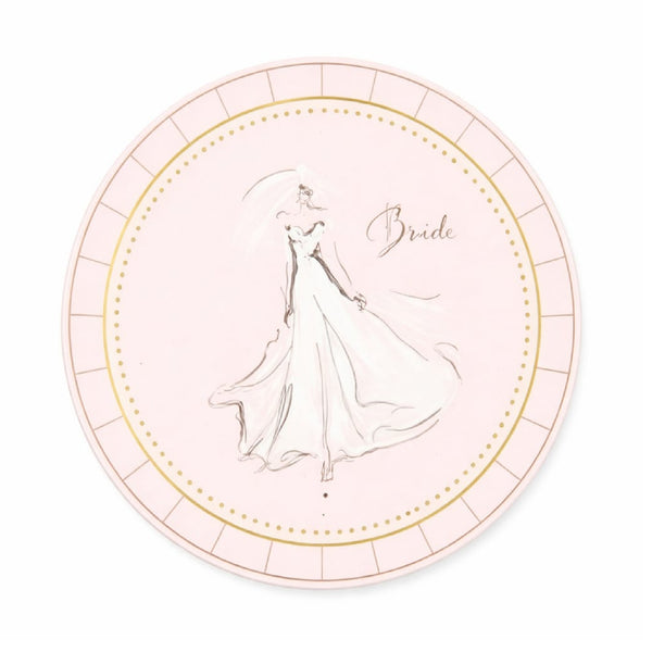 Pink Bride Theme 7 Inch Round Paper Plates