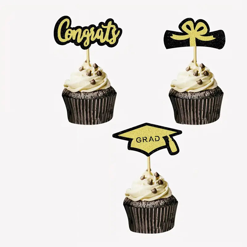 Graduation Cupcake Toppers Set - 9 pcs