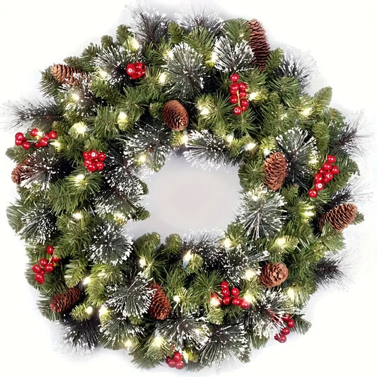 Christmas Pre-Lit Door Wreath 40cm