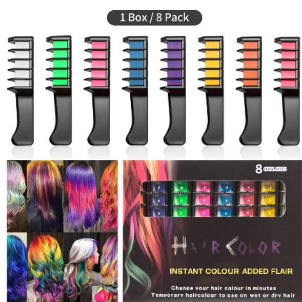 Temporary Hair Chalk Comb for Girls Kids - 8 Pcs