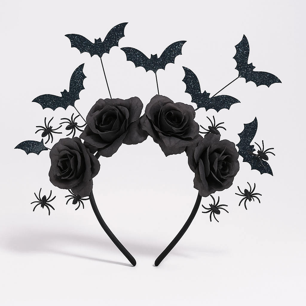 Spooky Floral and Bat Headband