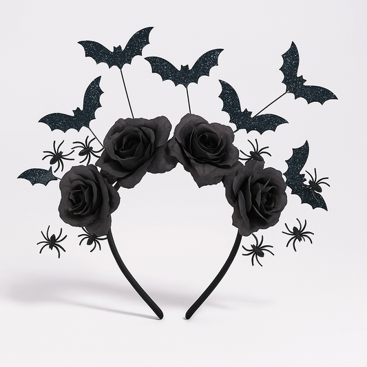 Spooky Floral and Bat Headband