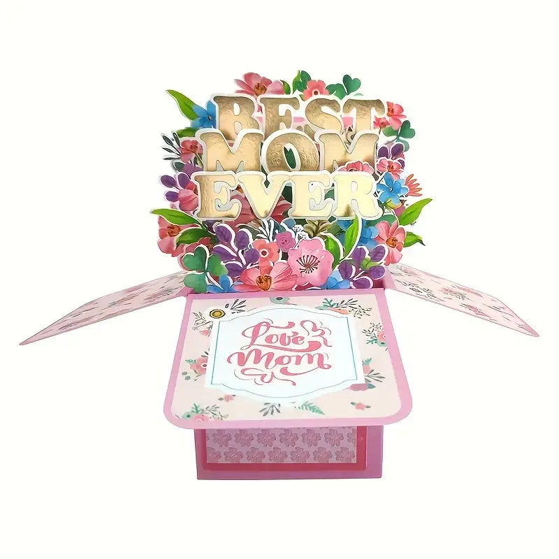 Mother's Day Card, Pop Up  3D Paper Flower Bouquet Greeting Card