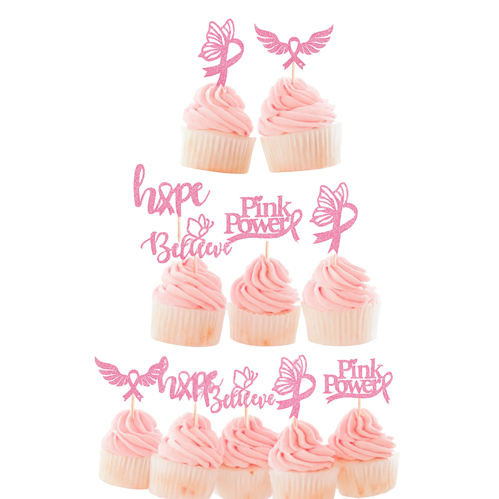 Pink October Cupcake Toppers – Breast Cancer Awareness