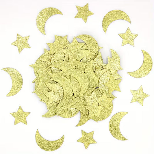 Gold Confetti Featuring Stars And Moons - 100 Pcs