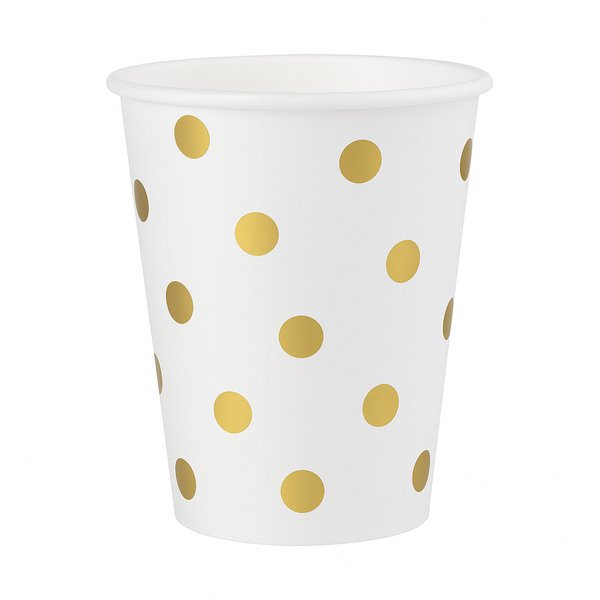 White and gold Theme Cups 10 Pcs