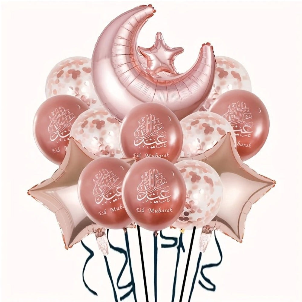 Eid Al Adha 11 Pcs Helium Balloon Set - Rose Gold