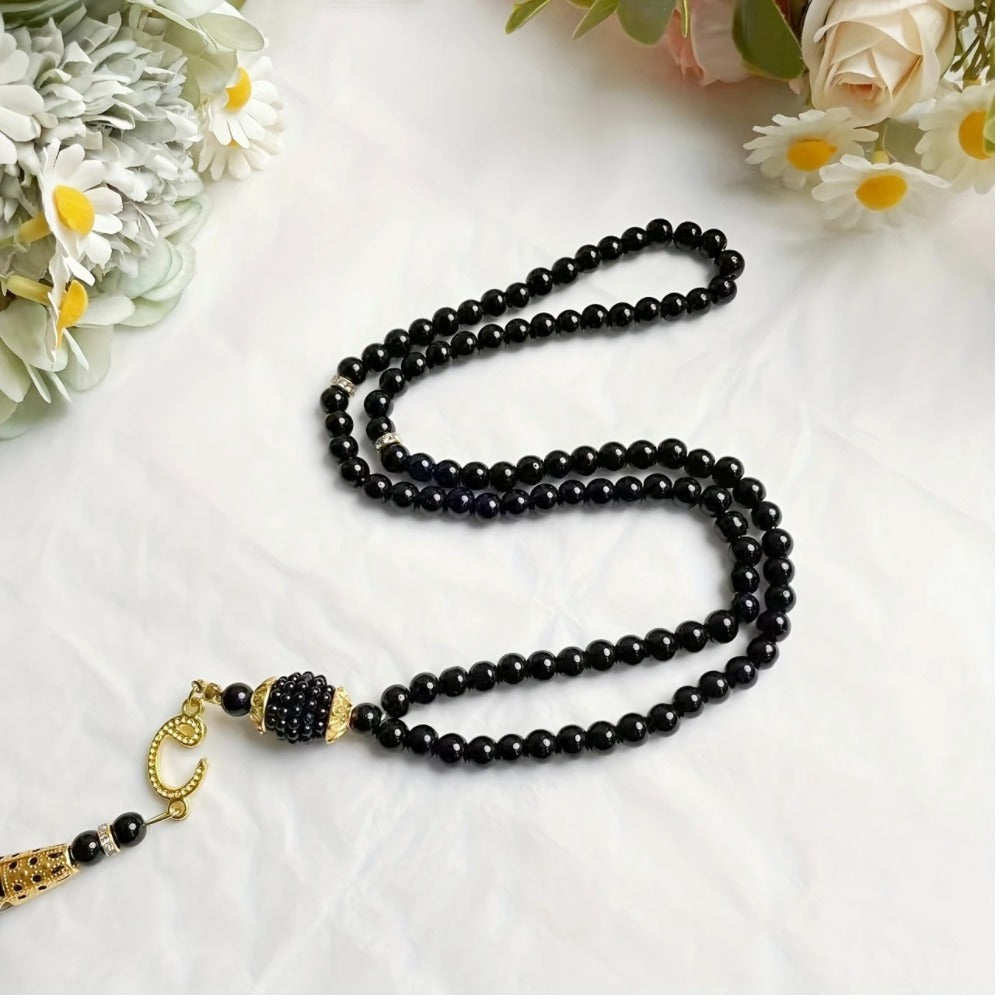 Eid Al Adha Black Glass Prayed Beads