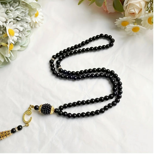 Eid Al Adha Black Glass Prayed Beads