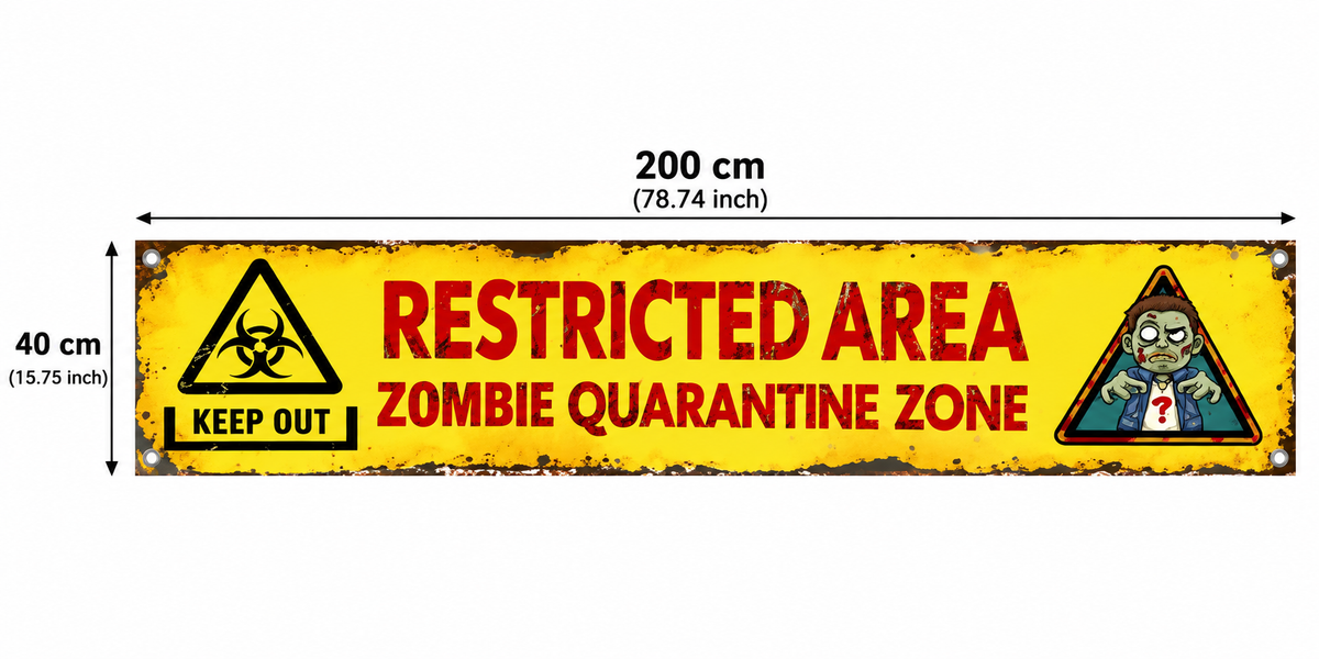 Spooky Zombie Warning Banner – 40 × 200 cm